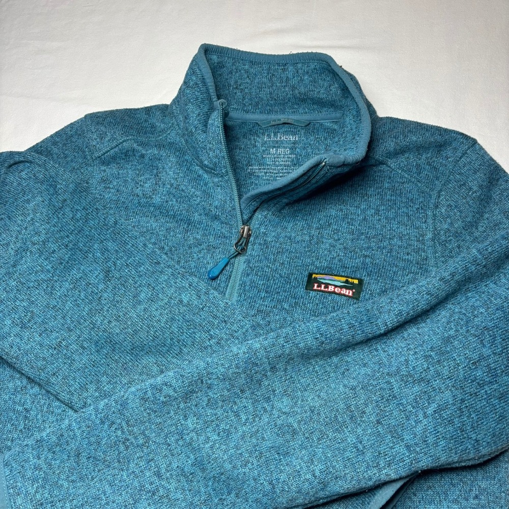 LL Bean Jacket Womens Medium Teal Sweater Fleece Full Zip Outdoor Hiking 504888